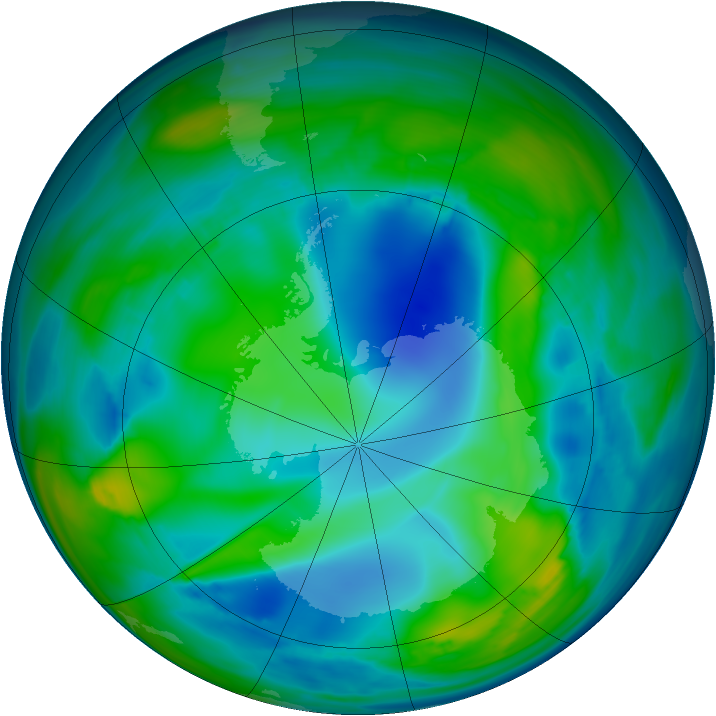 Antarctic ozone map for 25 July 2006